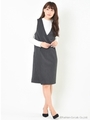 起毛ストライプアシメスリットジャンスカ/チャコールグレー