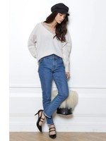 衿レースニットプルオーバー/ネイビー