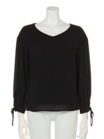 袖レースアップブラウス/ブラック