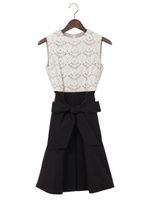 JPDF レース切替 リボンワンピース　/　式典　/フォーマル　/　オケージョン　/パーティ/Off White