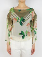 パネルフラワープリントブラウス/アイボリー