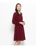 起毛レース切り替えワンピース/ボルドー(064)