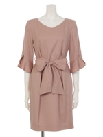 ウエストマークフレアスリーブワンピース(無地)/ネイビー