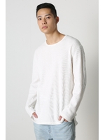 【AZUL by moussy】ヘビーワッフルクルーネック長袖T/GRN