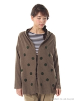 【OUTLET】ドット刺しゅう×ヘリンボーンカーデ/ブラウン