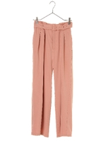 ベルト付タックワイドパンツ/ピンク