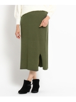 リブニットスリットスカート/カーキ(027)