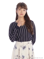 ストライプニット/シロ