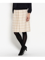 ファンシーボーダータックスカート/ライトベージュ(351)