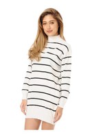 カシミヤボーダーワンピース/WHITE/BK