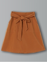 リボン付ワーク風タイトスカート/ボルドー