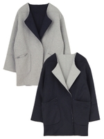 RIVERSIBLE DOUBLE POCKET WOOL CO/NVY