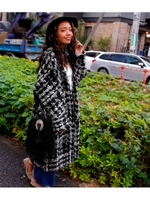 【anap mimpi】チェック編ロングジャケットカーディガン/BK