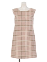 オリジナルシャギーチェックサックワンピース/ネイビー