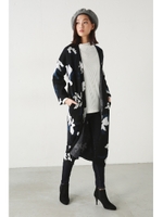 【AZUL by moussy】フラワージャガード長袖ガウン/柄BLK