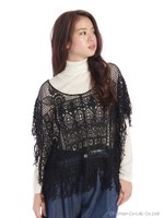 【OUTLET】レースポンチョ/ブラック