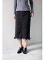 【AZUL by moussy】裾フリンジデニムスカート/L/BLK