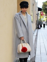 ウール混ガウンコート/L/ピンク