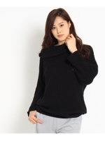 ジオメトリックオフタートルニット/ブラック(019)