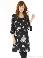 チューリップ袖Aラインワンピ/クロ