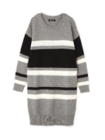マルチボーダーニットワンピース/グレー(021)