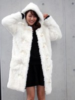 ロングファーダッフルコート/BLK