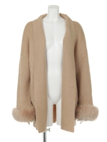 袖ファー付オーバーニットGW/オフホワイト