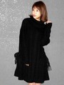 サイドチュールリボンニットワンピ/BLK