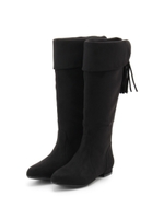 【クッション性UP】タッセルセミロングブーツ/ダークブラウン(043)