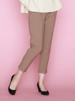 裏起毛チェックタックパンツ/ネイビー柄