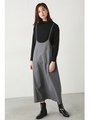 【AZUL by moussy】ストラップハイウエストミディスカート/GRY