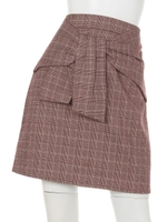 リボン付チェック台形スカート/グレンチェック