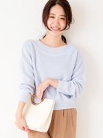 9G片畦ニットプルオーバー/サックス