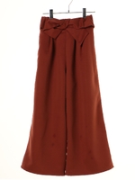 TRツイルウエストリボンワイドパンツ/ブリックレッド