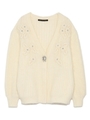[L.B CANDY STOCK]ビジューブローチカーディガン/OWHT