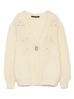 [L.B CANDY STOCK]ビジューブローチカーディガン/OWHT