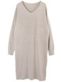 カシミヤタッチVネックワンピース/杢グレー