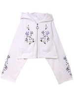 ショート丈フラワーパーカー/ホワイト