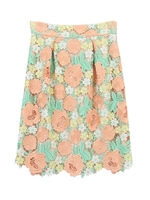 マルチカラーケミカルレースタイトスカート/ピンク