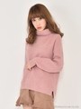 リブタートルニットプルオーバー/ピンク