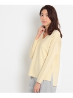 前後アシメラメ混ニット/ブルー系(094)