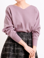 Vネックドルマンニット/ラベンダー