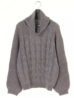 ケーブルタートルプルオーバー/杢グレー