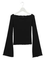 スカラップラメトップス/ブラック