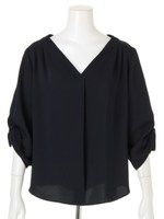 洗えるリボンスリーブゆるブラウス/ラベンダー