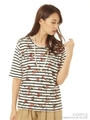 いちご更紗プリントTシャツ/ボーダー