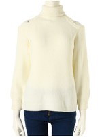 オープンショルダーハイネックニット/ベージュ