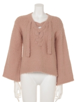 【Aunt Marie's】フェザーレースアップニット/PNK