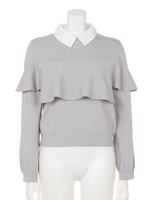 襟付フリルニット(追加生産)/ライトグレー