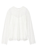 クルーネックレースブラウス/BLK